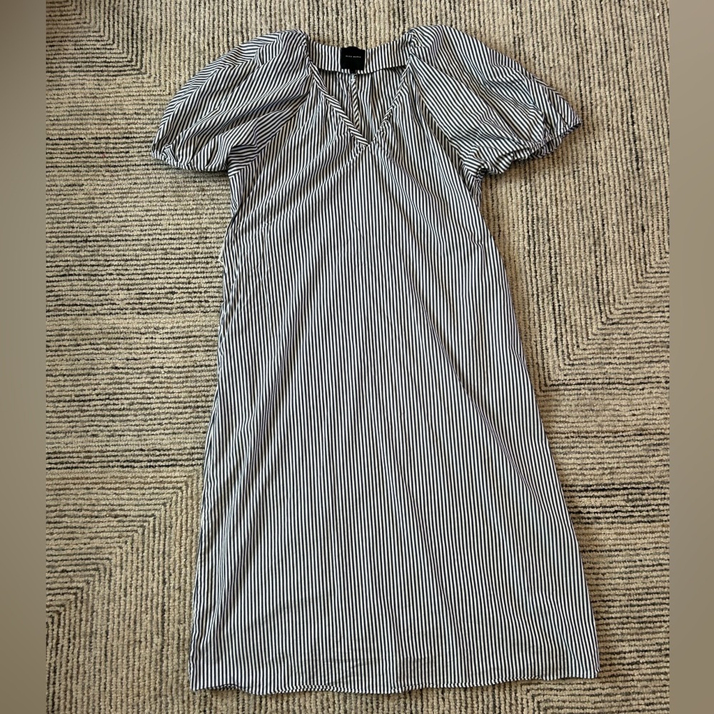 Alex Marie Striped Puff Sleeve V-Neck Short Sleeve Maxi Dress Size Large